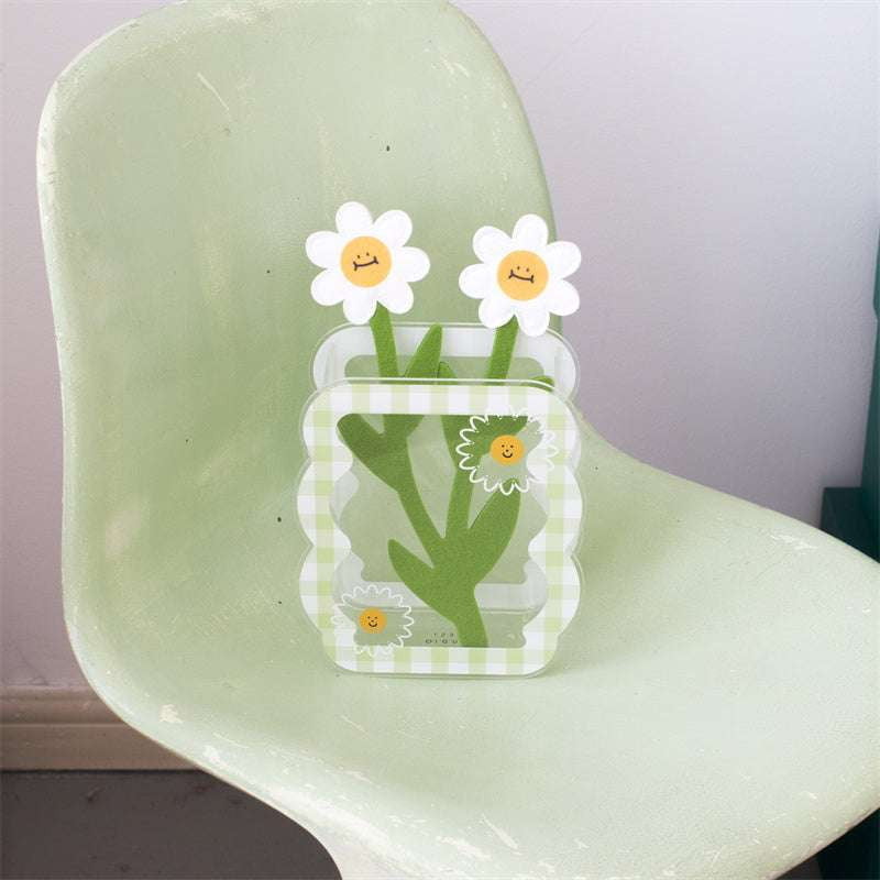 acrylic flower vase, daisy sun vase, plaid daisy vase - available at Sparq Mart