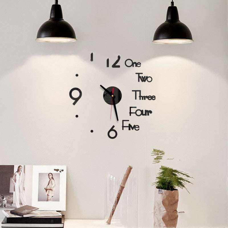 Creative Acrylic Clock, DIY Wall Decor, Stylish Living Room - available at Sparq Mart