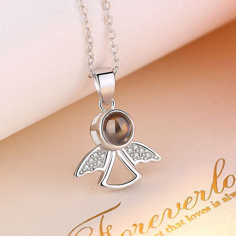 Memory Projection Necklace, S925 Angel Pendant, Sterling Silver Keepsake - available at Sparq Mart