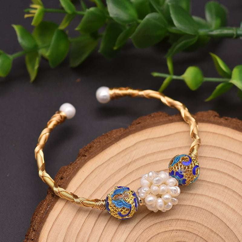 Blue Pearl Bracelet, Natural Pearl Jewelry, Stretch Bracelet - available at Sparq Mart