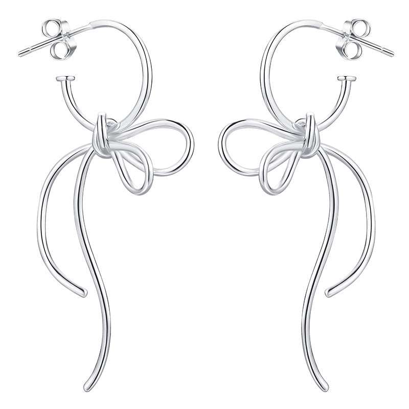 Handmade Silver Earrings, Simple Design Earrings, Women's Bow Stud - available at Sparq Mart