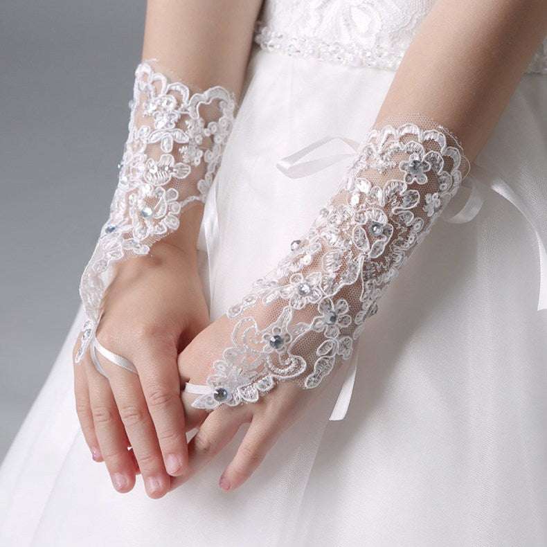 children's wedding gloves, fingerless gloves, Lace flower gloves - available at Sparq Mart