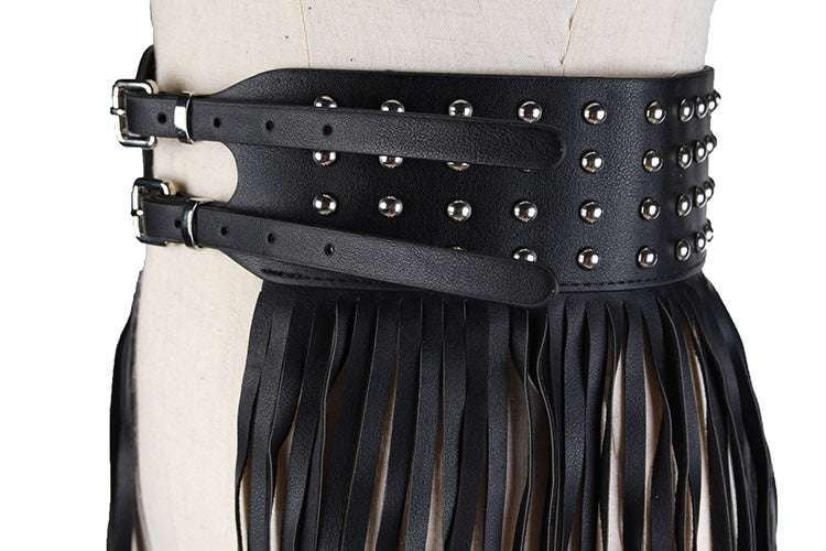 Designer Waist Accessory, Fringe Leather Belt, Stylish Belt Fashion - available at Sparq Mart