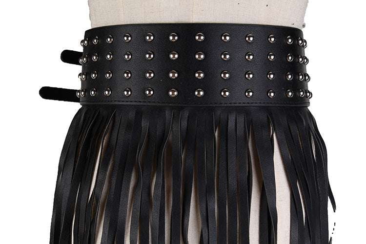 Designer Waist Accessory, Fringe Leather Belt, Stylish Belt Fashion - available at Sparq Mart