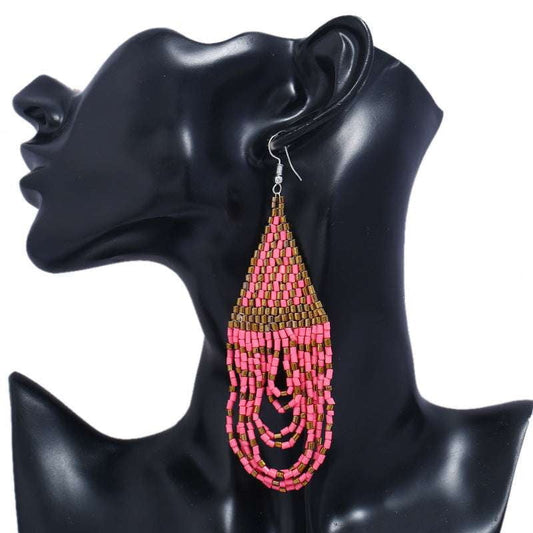 Bohemian Tassel Earrings, Ethnic Style Earrings, Rice Beads Earrings - available at Sparq Mart