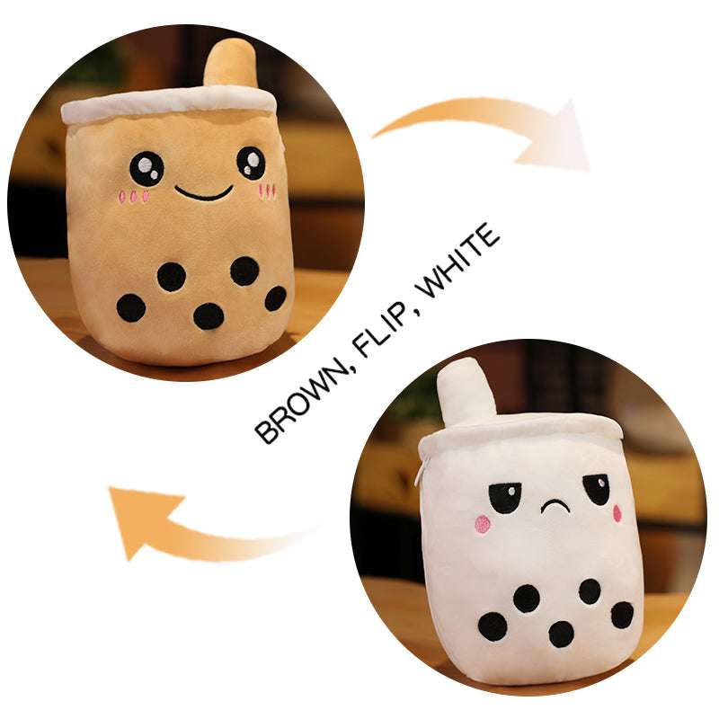 Flip Milk Tea Pillow, Fruit Milk Tea Cup, Soft Cute Expression - available at Sparq Mart