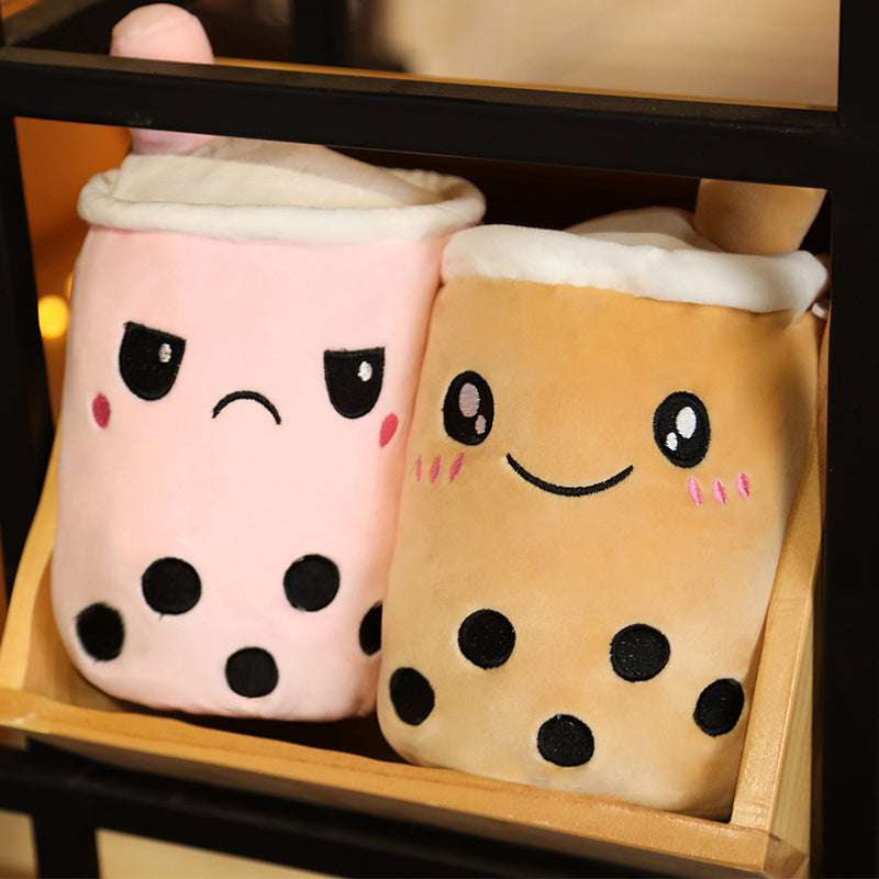 Flip Milk Tea Pillow, Fruit Milk Tea Cup, Soft Cute Expression - available at Sparq Mart