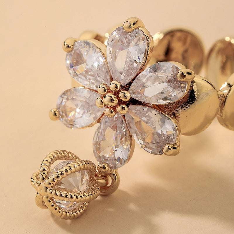 Diamond Flower Jewelry, Electroplated Diamond Ring, Gold Flower Ring - available at Sparq Mart