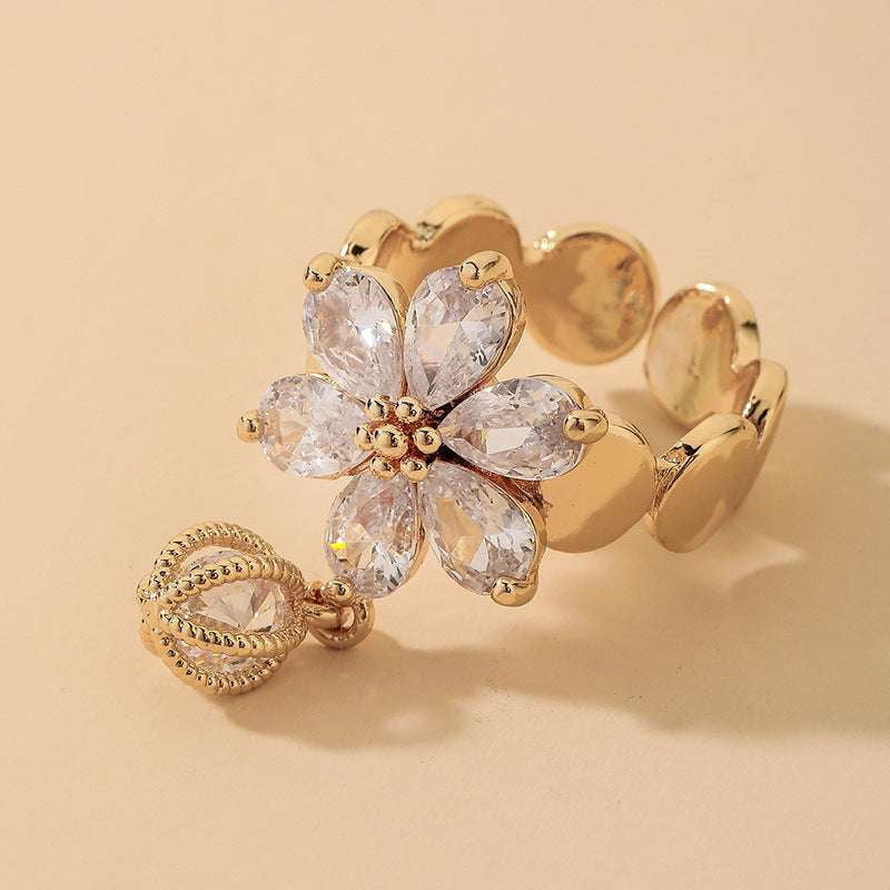 Diamond Flower Jewelry, Electroplated Diamond Ring, Gold Flower Ring - available at Sparq Mart