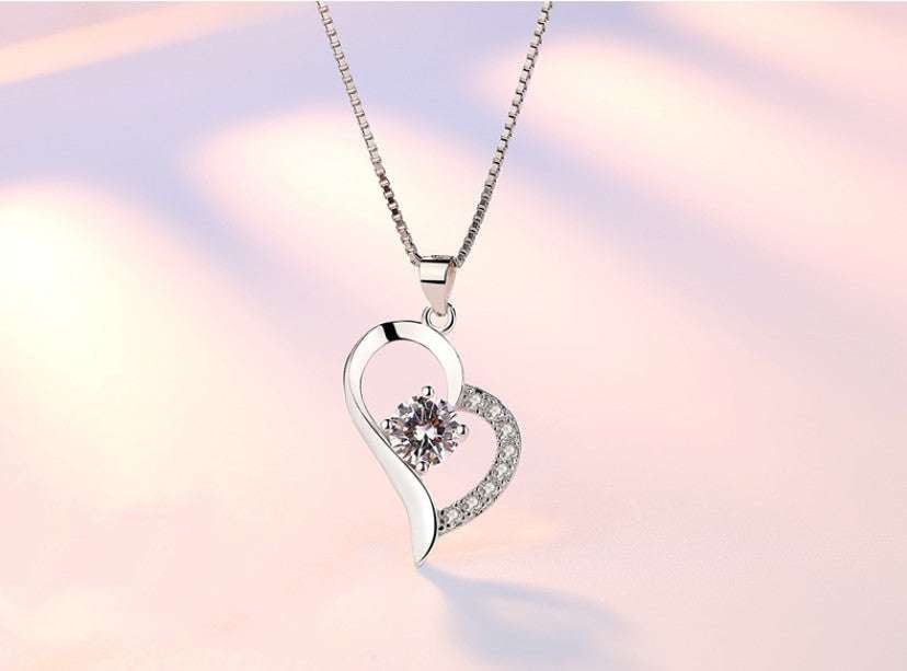 elegant white heart, heart shaped pendant, ladies blue box - available at Sparq Mart