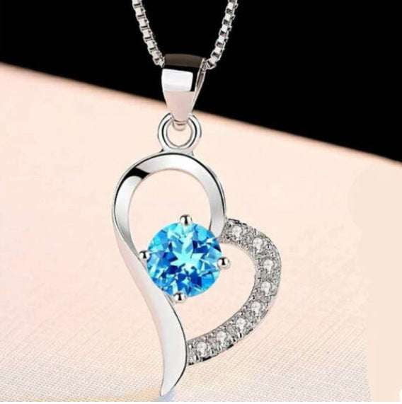 elegant white heart, heart shaped pendant, ladies blue box - available at Sparq Mart