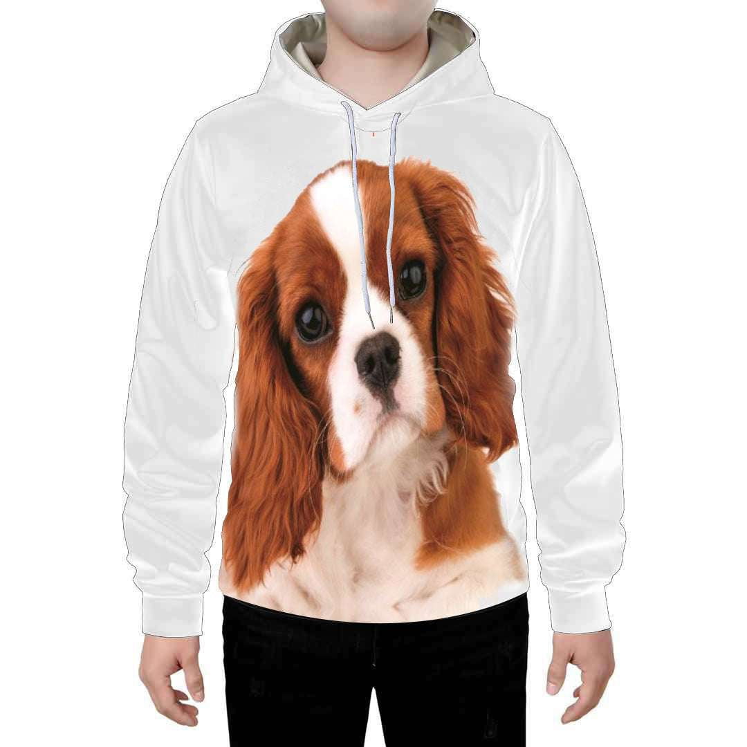 comfortable casual wear, digital dog sweatshirt, versatile polyester hoodie - available at Sparq Mart