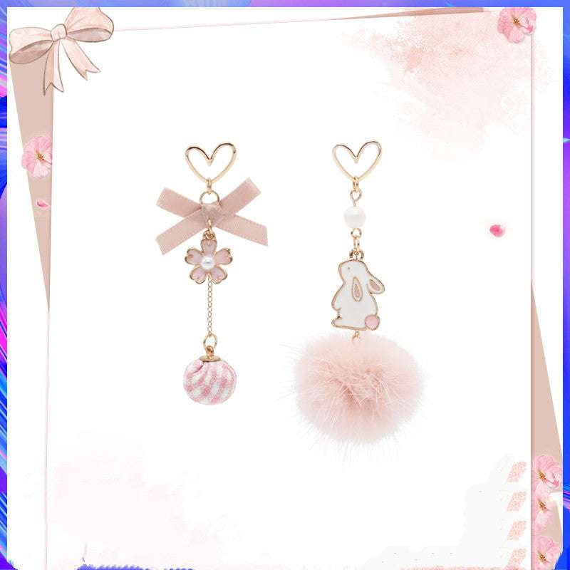 Cherry Blossom Earrings, Cute Silver Ear Clips, Japanese Ball Earrings - available at Sparq Mart