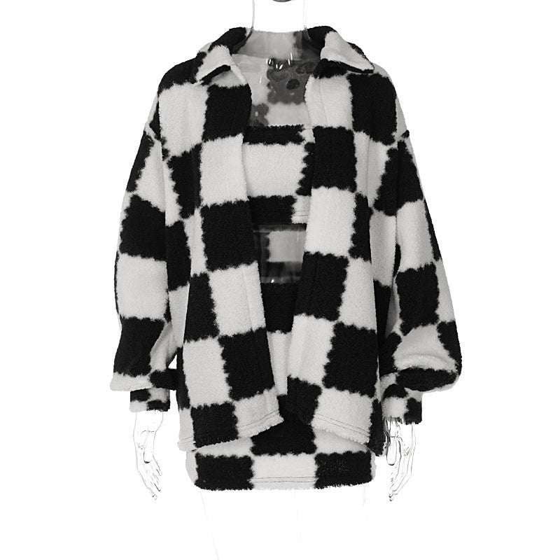 Plaid Winter Coat, Thickened Casual Coat, Trendy Plaid Outerwear - available at Sparq Mart