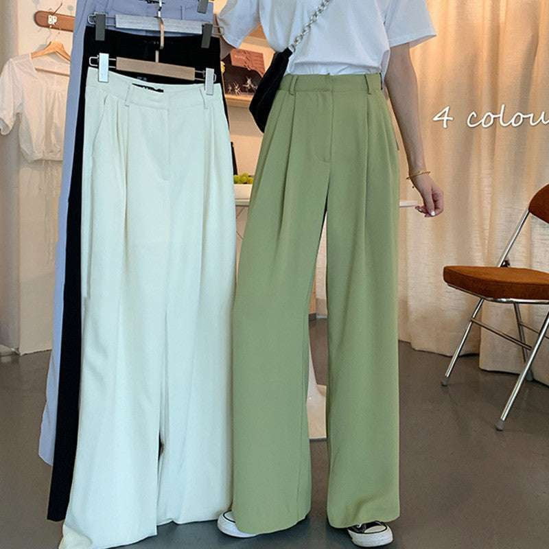 casual wide-leg pants, slim straight trousers, women's loose pants - available at Sparq Mart