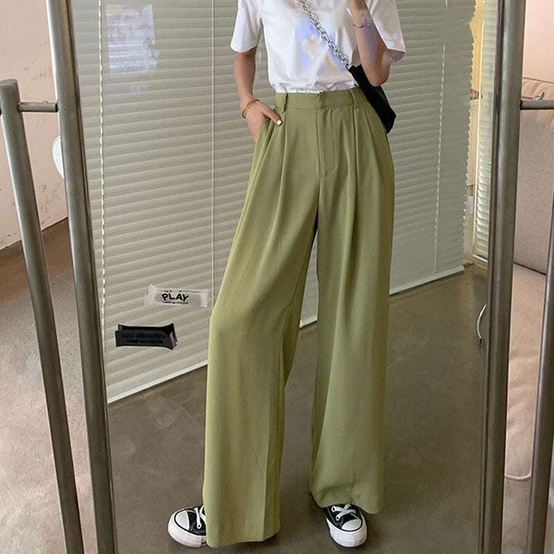 casual wide-leg pants, slim straight trousers, women's loose pants - available at Sparq Mart