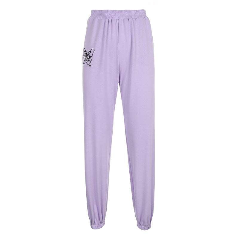 Comfortable Embroidery Trousers, Cotton Blended Casual Pants, Embroidered High Waist Trousers - available at Sparq Mart