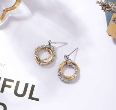 Elegant Drill Ring Earrings, Korean Style Earrings, Temperament Cold Wind Earrings - available at Sparq Mart