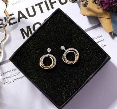 Elegant Drill Ring Earrings, Korean Style Earrings, Temperament Cold Wind Earrings - available at Sparq Mart