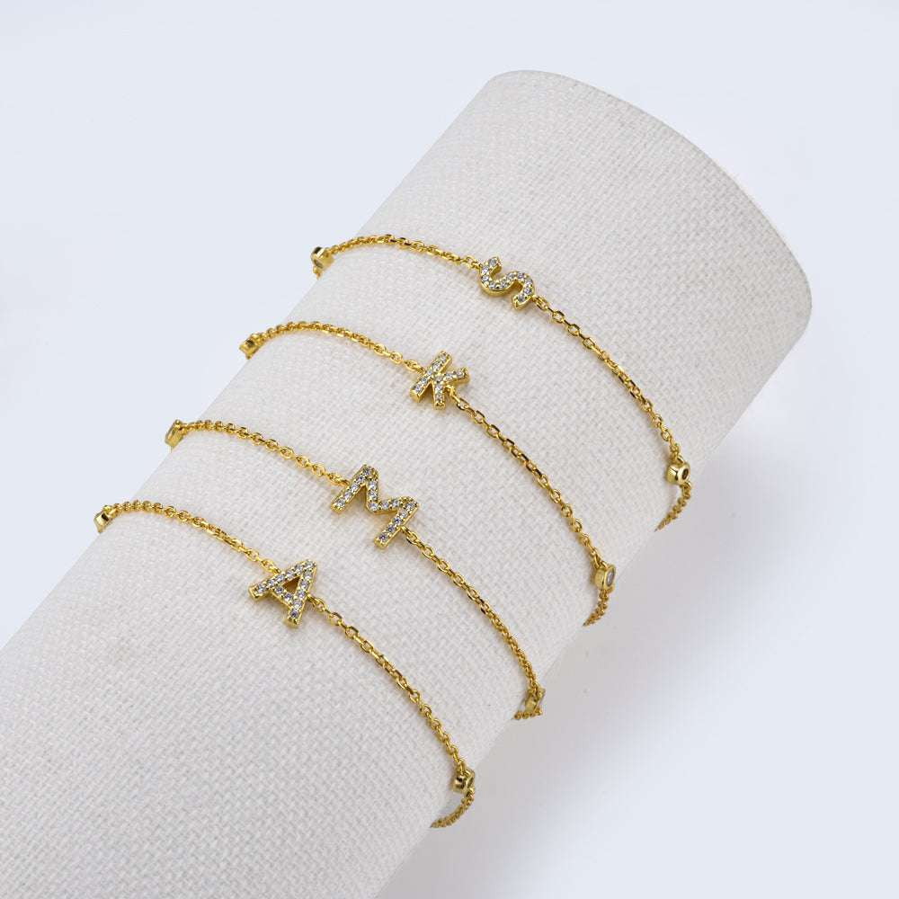 Custom Letter Bracelets, Elegant Charm Bracelets, Gold Initial Jewelry - available at Sparq Mart
