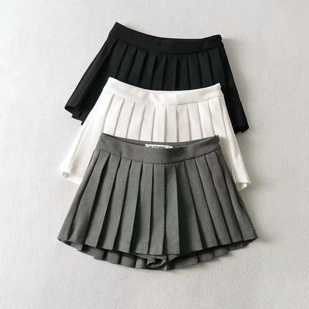 Lined Skirt Fashion, Pleated High-Low Skirt, Versatile Pleated Skirt - available at Sparq Mart