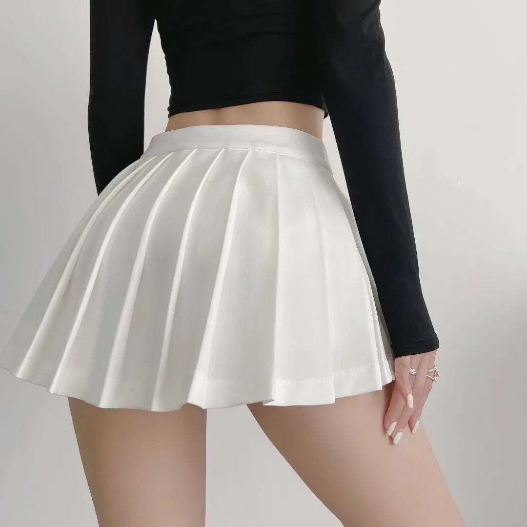 Lined Skirt Fashion, Pleated High-Low Skirt, Versatile Pleated Skirt - available at Sparq Mart