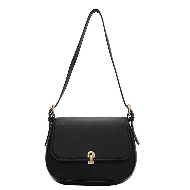 Chic Small Handbag, Female Saddle Bag, Retro Leather Crossbody - available at Sparq Mart