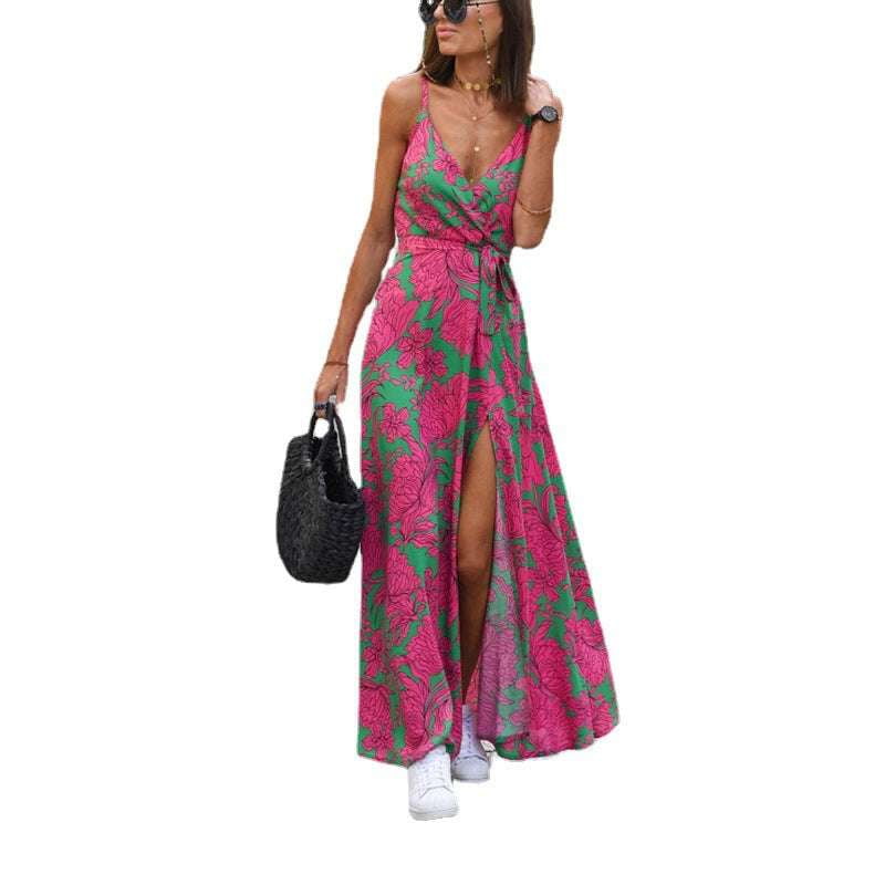 floral print dress, summer slip dress, V-neck floral dress - available at Sparq Mart