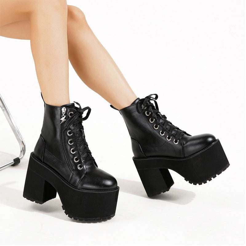 Chunky Heel Boots, Fashionable Ankle Boots, Martin Boots Women - available at Sparq Mart