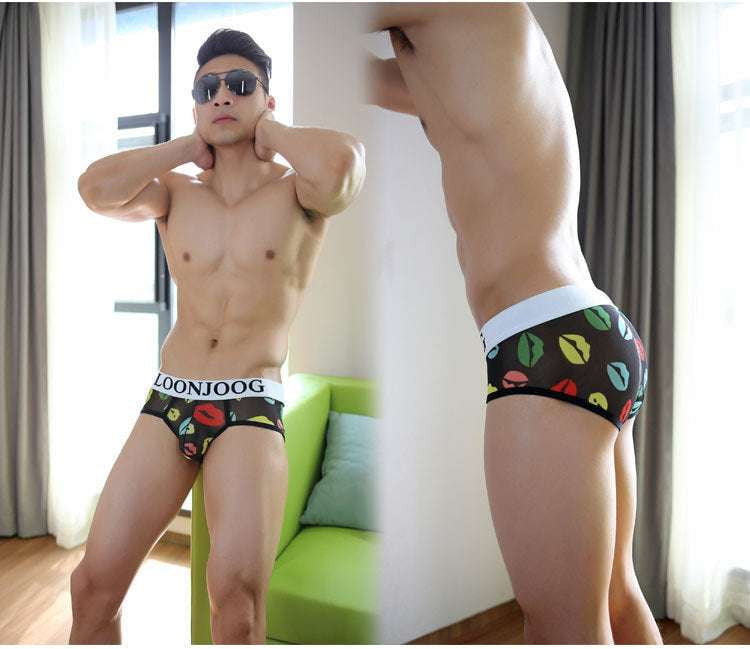 Breathable Low Waist Underwear, Men's Mesh Briefs, Printed Nylon Men's Briefs - available at Sparq Mart