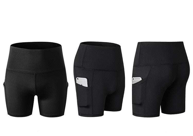 Comfortable Workout Shorts, Polyester Spandex Fitness Shorts, Women's Elastic Yoga Shorts - available at Sparq Mart