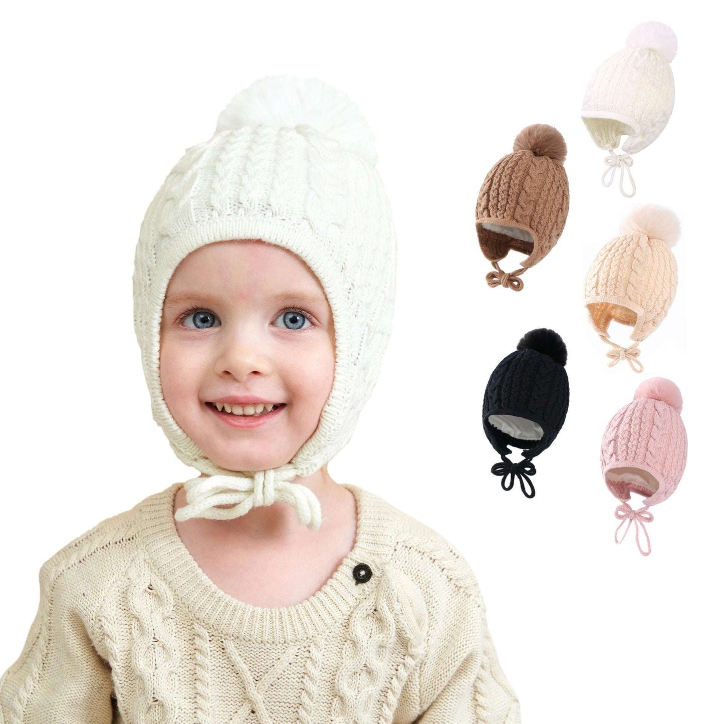 Baby Winter Knit Hat, Cute Toddler Winter Cap, Soft Acrylic Baby Beanie - available at Sparq Mart