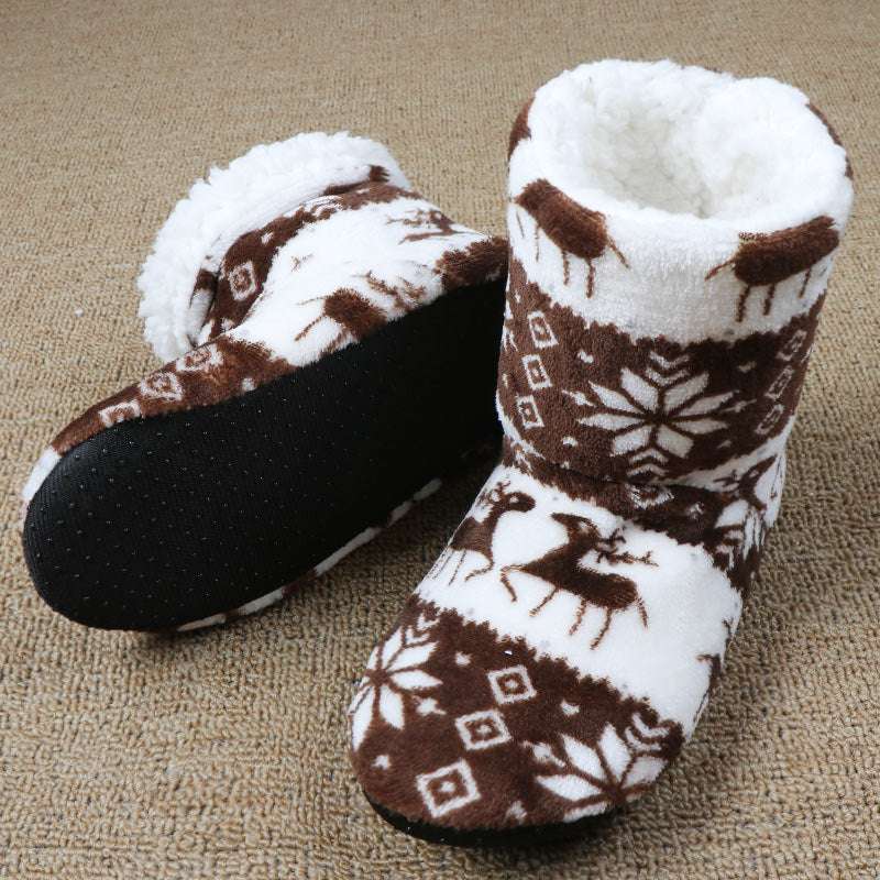 Cozy Christmas Elk, Indoor Socks Shoes, Plush House Slippers - available at Sparq Mart