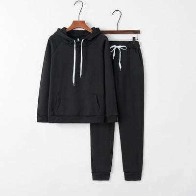 cozy loungewear set, fleece hooded tracksuit, women's sports suit - available at Sparq Mart