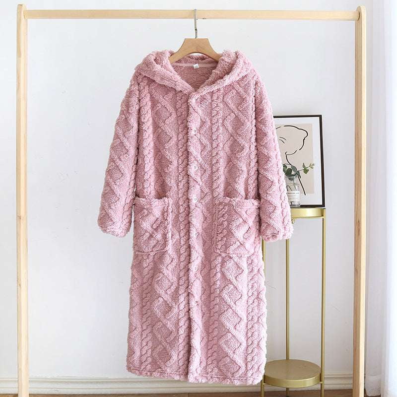 Cozy Homewear Outfit, Fleece Nightgown Set, Warm Loungewear Women - available at Sparq Mart