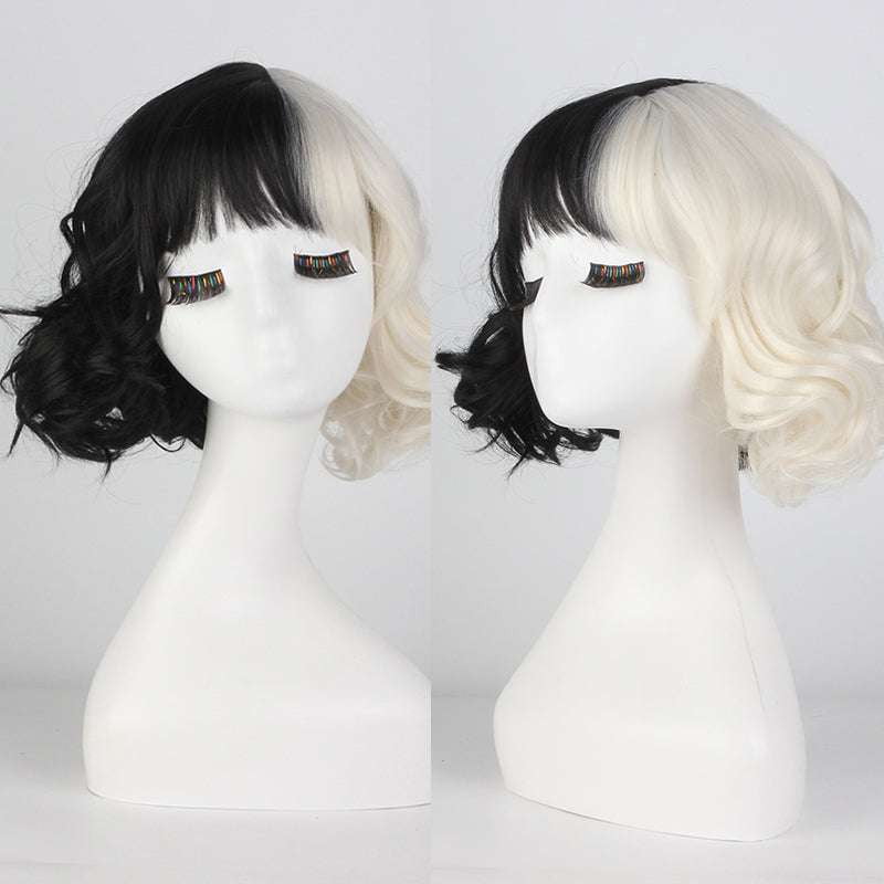 Cruella cosplay wig, Halloween party wig, short curly costume - available at Sparq Mart