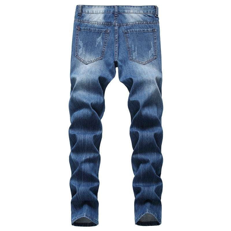 Casual Ripped Jeans, Mid Waist Denim, Straight Leg Jeans - available at Sparq Mart