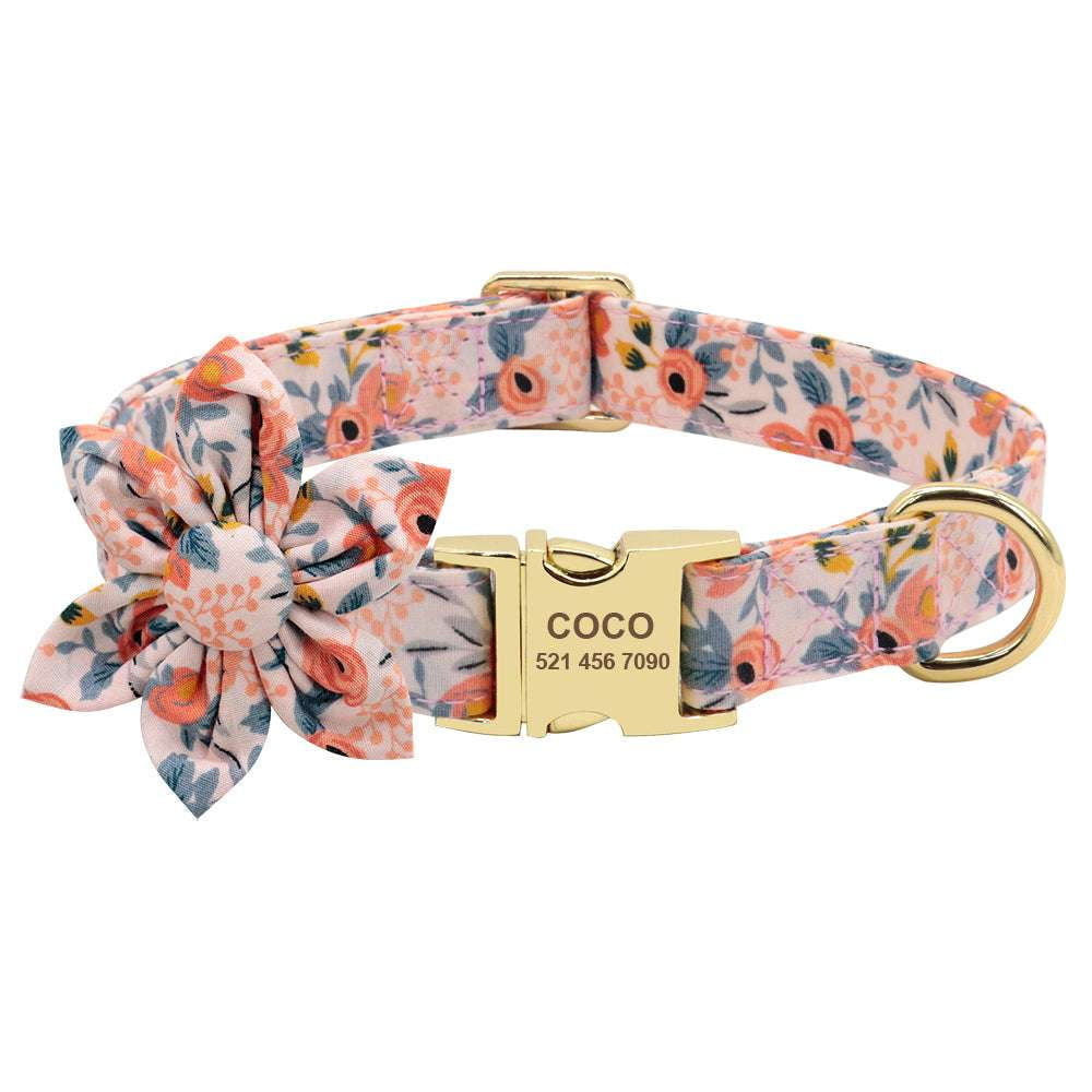 Anti-Lost Pet Collar, Floral Dog Collar, Personalized Dog Collars - available at Sparq Mart