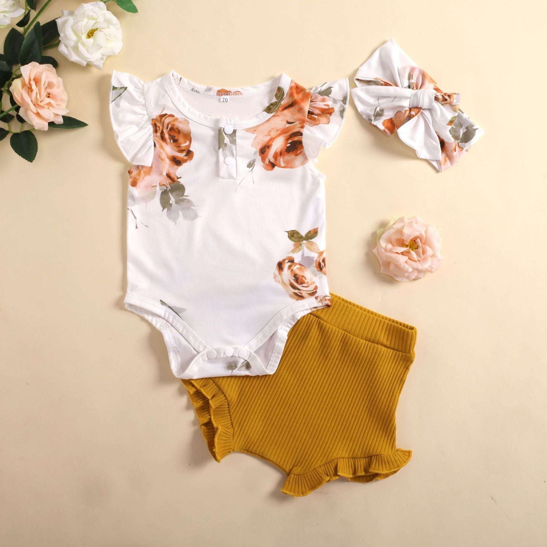 baby summer set, floral baby outfit, trendy toddler clothes - available at Sparq Mart