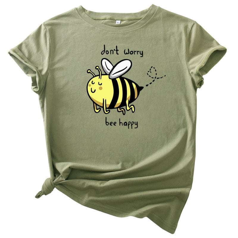 bee graphic tee, cartoon print tops, women's plus clothing - available at Sparq Mart