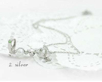 Diamond Inlaid Necklace, Love Letter Necklace - available at Sparq Mart