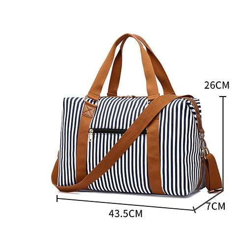 Canvas Travel Bag, Stripe Carry-On, Zipper Closure Tote - available at Sparq Mart