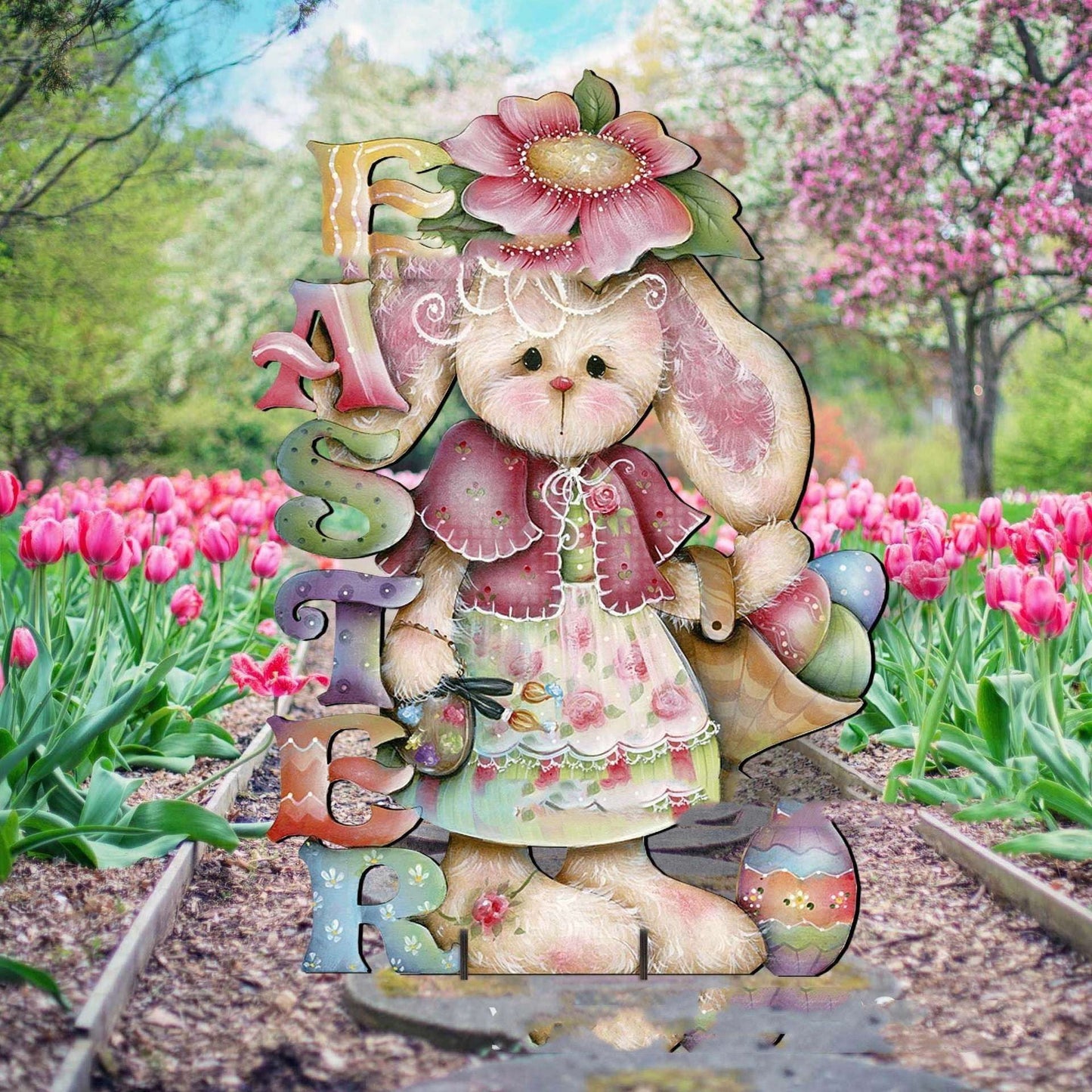 Acrylic Bunny Yard Figure, Easter Bunny Garden Decor, Outdoor Holiday Yard Art - available at Sparq Mart