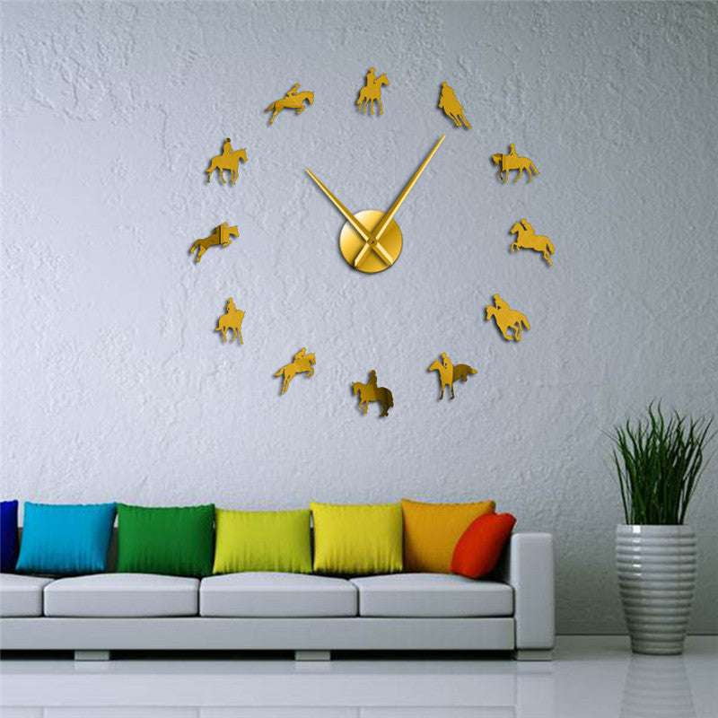 Acrylic Mirror Clock, Equestrian Wall Decor, Horse Clock Home - available at Sparq Mart