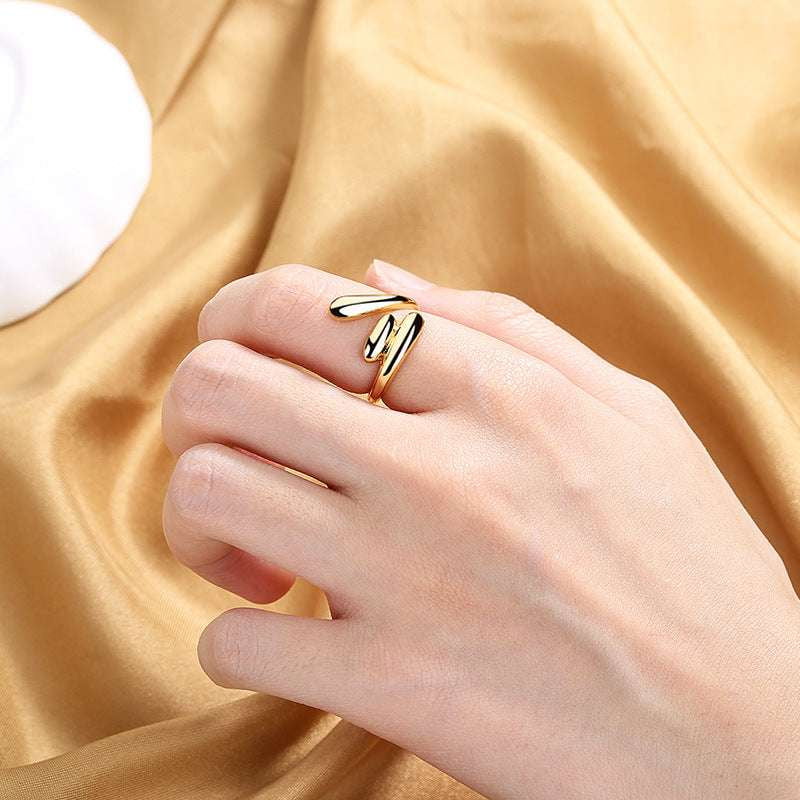 Adjustable Copper Ring, Electroplated Drop Ring, Fashionable Simple Ring - available at Sparq Mart