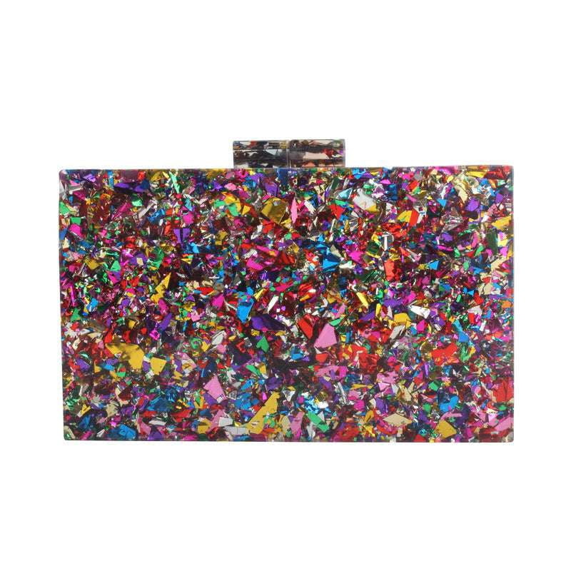 Acrylic Clutch Bag, Beaded Square Purse, Elegant Beads Handbag - available at Sparq Mart