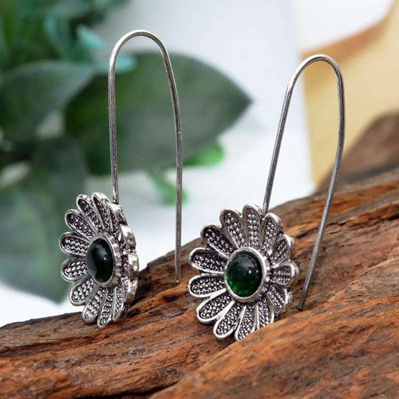 elegant stud earrings, emerald lotus earrings, zinc alloy jewelry - available at Sparq Mart