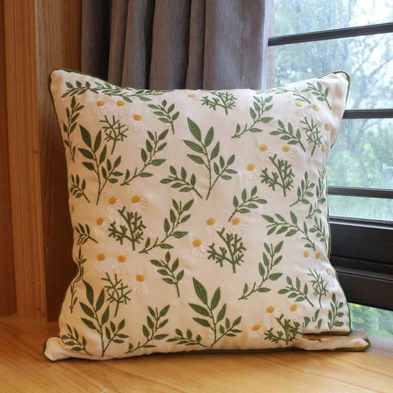 Cotton Pillowcase Decor, Floral Embroidery Pillowcase, Sofa Embroidery Cushion - available at Sparq Mart