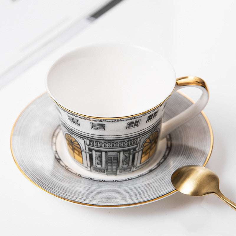 Bone China Cup, Elegant Coffee Cups, Gold-Trimmed Coffee Set - available at Sparq Mart