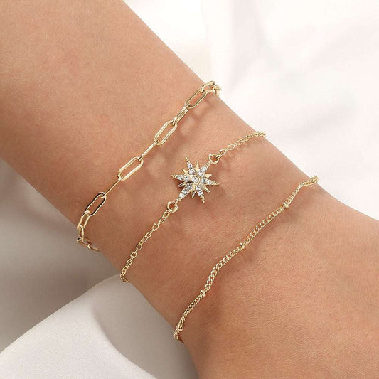 Elegant Diamond Bracelet, Golden Layered Bracelet, Women's Luxury Bangle - available at Sparq Mart